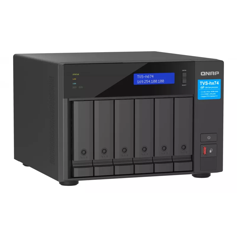 QNAP TVS-H674 NAS Tower Intel® Core™ i5 i5-12400 32 GB DDR4 0 TB QuTS hero Czarny