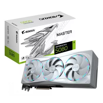 Karta graficzna GIGABYTE AORUS GeForce RTX 5080 MASTER ICE 16G — 16 GB GDDR7, 256-bit, PCIe 5.0, 2805 MHz