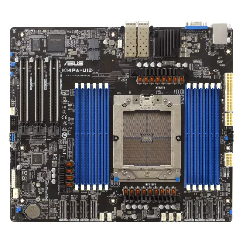 Płyta główna serwerowa ASUS K14PA-U12/ASMB11 Socket SP5 SSI CEB, AMD EPYC 9004, 12× gniazda DDR5, 3 TB, 25GbE, 3× PCIe Gen5 x16, 1× M.2