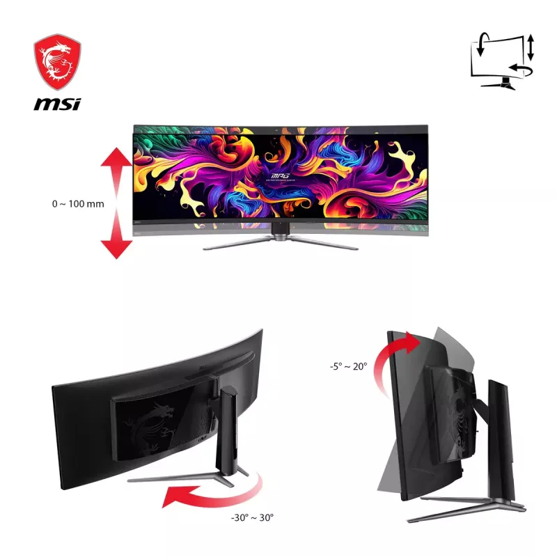 Monitor komputerowy MSI MPG 491CQPDE QD-OLED 124,5 cm (49 cali) 5120 x 1440 pikseli DQHD Czarny