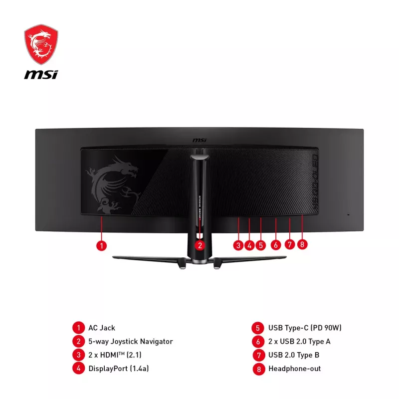 Monitor komputerowy MSI MPG 491CQPDE QD-OLED 124,5 cm (49 cali) 5120 x 1440 pikseli DQHD Czarny