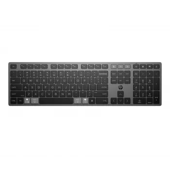 Klawiatura bezprzewodowa HP 725 Multi-Device, ładowalna, pełnowymiarowa (100%), bezprzewodowa, RF + Bluetooth, czarna