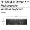 Klawiatura bezprzewodowa HP 725 Multi-Device, ładowalna, pełnowymiarowa (100%), bezprzewodowa, RF + Bluetooth, czarna