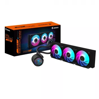 GIGABYTE AORUS WATERFORCE II 360 AIO Chłodzenie cieczą CPU – 3 wentylatory 120 mm ARGB, mechanizm blokujący wsuwany, DAISY-CHAIN, kompatybilne z Intel LGA 1851 i AMD AM5