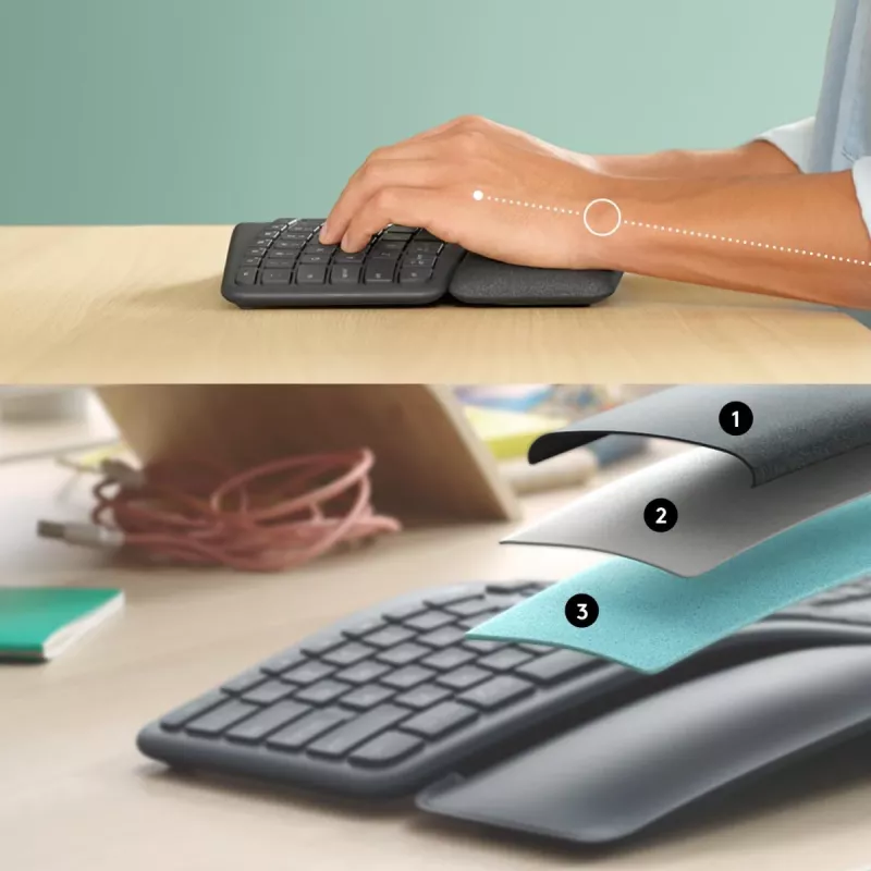 LOGITECH Ergo K860 - Bezprzewodowa dzielona klawiatura Grafit Qwerty US/międzynarodowa