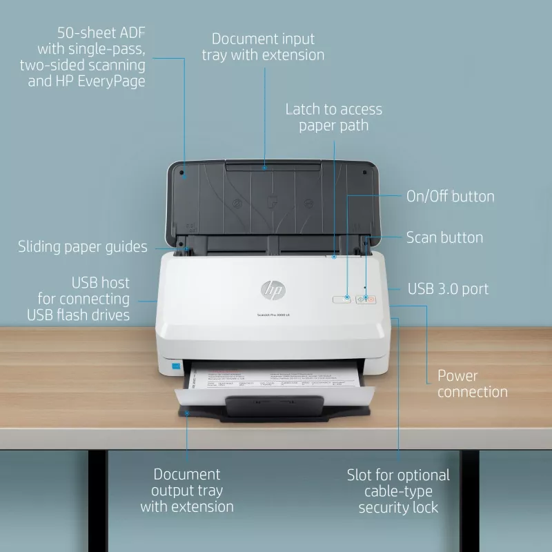 HP Scanjet Pro 3000 s4 Skaner arkuszowy 600 x 600 DPI A4 Czarny, Biały