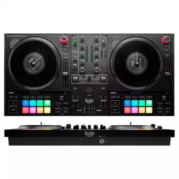 Hercules INPULSE T7 Czarny kontroler DJ — gniazdo słuchawkowe 3,5 mm/6,35 mm, kabel USB, 652×350×90 mm