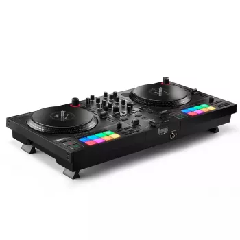 Hercules INPULSE T7 Czarny kontroler DJ — gniazdo słuchawkowe 3,5 mm/6,35 mm, kabel USB, 652×350×90 mm