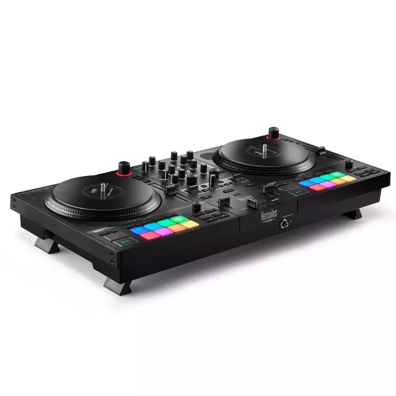 Hercules INPULSE T7 Czarny kontroler DJ — gniazdo słuchawkowe 3,5 mm/6,35 mm, kabel USB, 652×350×90 mm