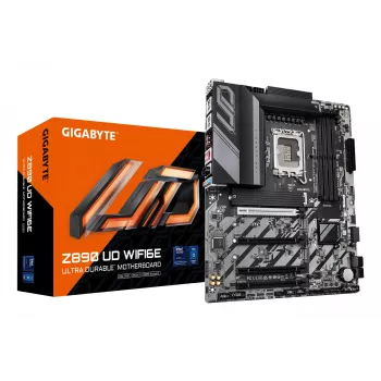 Płyta główna GIGABYTE Z890 UD WIFI6E - obsługuje procesory Intel Core Ultra (seria 2), 12+1+2 fazy VRM, do 8800 MHz DDR5 (OC), 1xPCIe 5.0 + 2xPCIe 4.0, Wi-Fi 6E, 2.5GbE LAN, USB 4