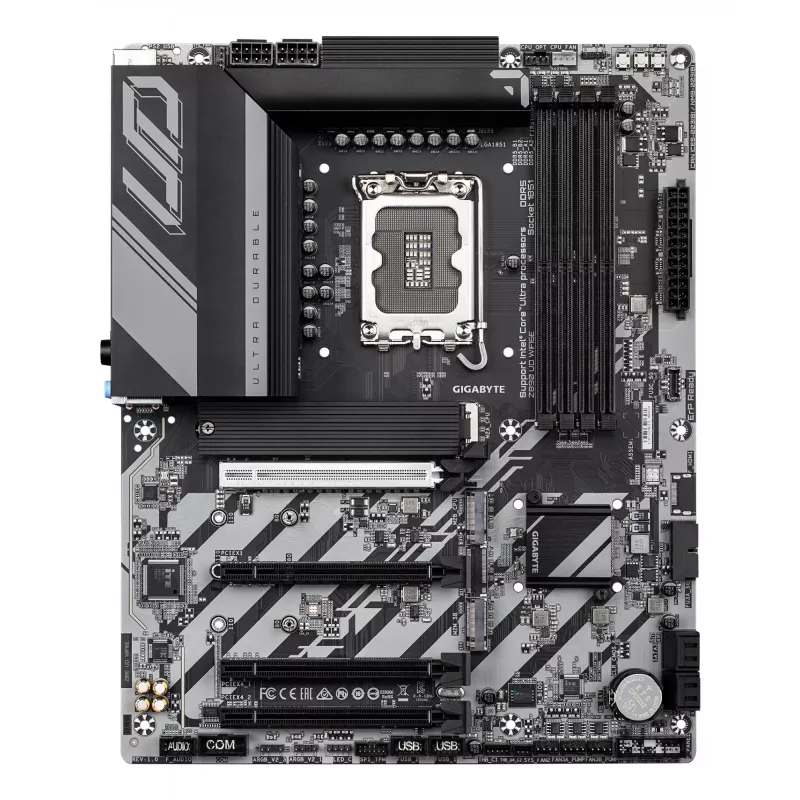 Płyta główna GIGABYTE Z890 UD WIFI6E - obsługuje procesory Intel Core Ultra (seria 2), 12+1+2 fazy VRM, do 8800 MHz DDR5 (OC), 1xPCIe 5.0 + 2xPCIe 4.0, Wi-Fi 6E, 2.5GbE LAN, USB 4