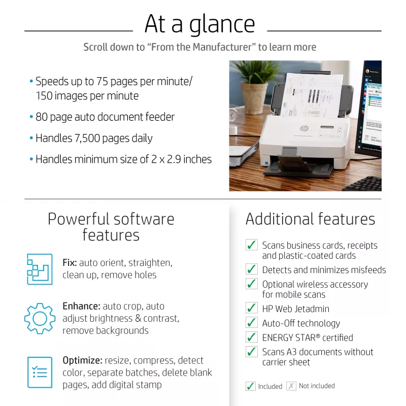HP Scanjet Enterprise Flow 7000 s3 Skaner arkuszowy 600 x 600 DPI A4 Biały