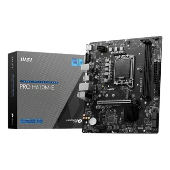 Płyta główna MSI PRO H610M-E — Intel H610, LGA 1700, micro ATX, DDR5, 2x DIMM, max 96 GB, 2.5Gb LAN, HDMI, 4x SATA III