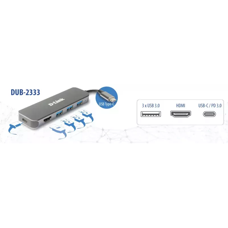 D-Link 5w1 Hub USB-C z HDMI/Power Delivery