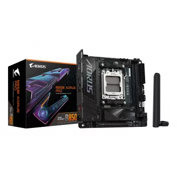 Płyta główna GIGABYTE B850I AORUS PRO - procesory AMD Ryzen 9000 Series, 8+2+1 faz cyfrowego VRM, do 8400MHz DDR5 (OC), 1xPCIe 5.0 + 1xPCIe 4.0 M.2, 2.5LAN, WIFI 7, USB 3.2 Gen 2