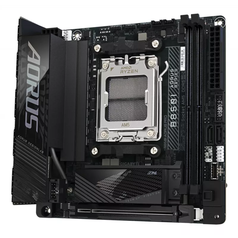 Płyta główna GIGABYTE B850I AORUS PRO - procesory AMD Ryzen 9000 Series, 8+2+1 faz cyfrowego VRM, do 8400MHz DDR5 (OC), 1xPCIe 5.0 + 1xPCIe 4.0 M.2, 2.5LAN, WIFI 7, USB 3.2 Gen 2