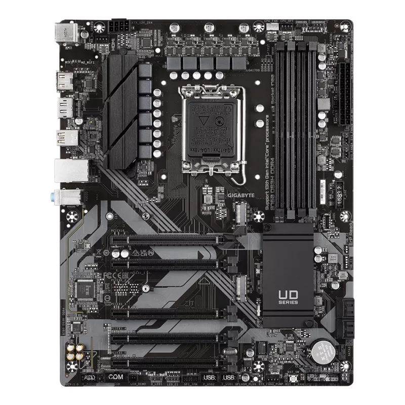 Płyta główna GIGABYTE B760 DS3H DDR4 - obsługuje procesory Intel Core 14. generacji, 18+2+1 faz cyfrowego VRM, do 5333 MHz DDR4 (OC), 2x PCIe 4.0 M.2, GbE LAN, USB 3.2 Gen 2