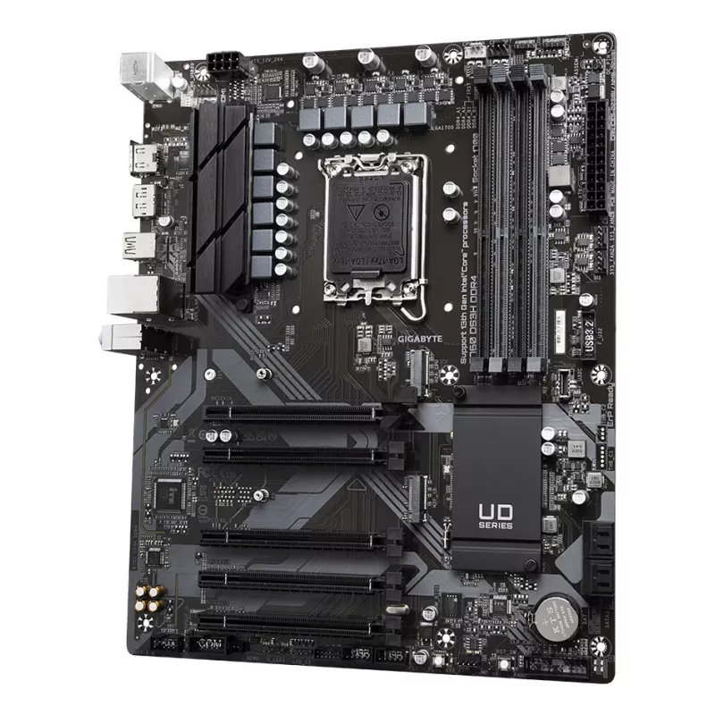 Płyta główna GIGABYTE B760 DS3H DDR4 - obsługuje procesory Intel Core 14. generacji, 18+2+1 faz cyfrowego VRM, do 5333 MHz DDR4 (OC), 2x PCIe 4.0 M.2, GbE LAN, USB 3.2 Gen 2