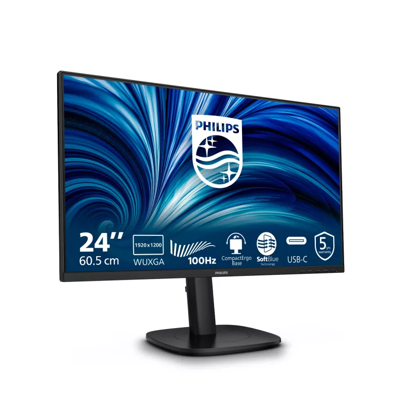 Philips 3000 series 24B2N3200D/00 monitor komputerowy 61,2 cm (24,1 cala) 1920 x 1200 pikseli WUXGA LCD Czarny