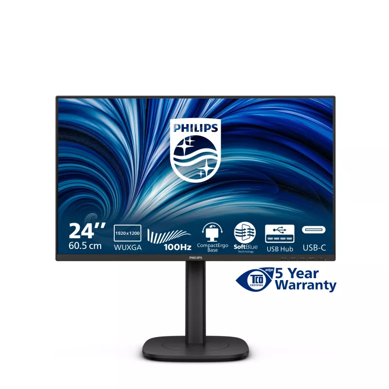 Philips 3000 series 24B2N3200D/00 monitor komputerowy 61,2 cm (24,1 cala) 1920 x 1200 pikseli WUXGA LCD Czarny