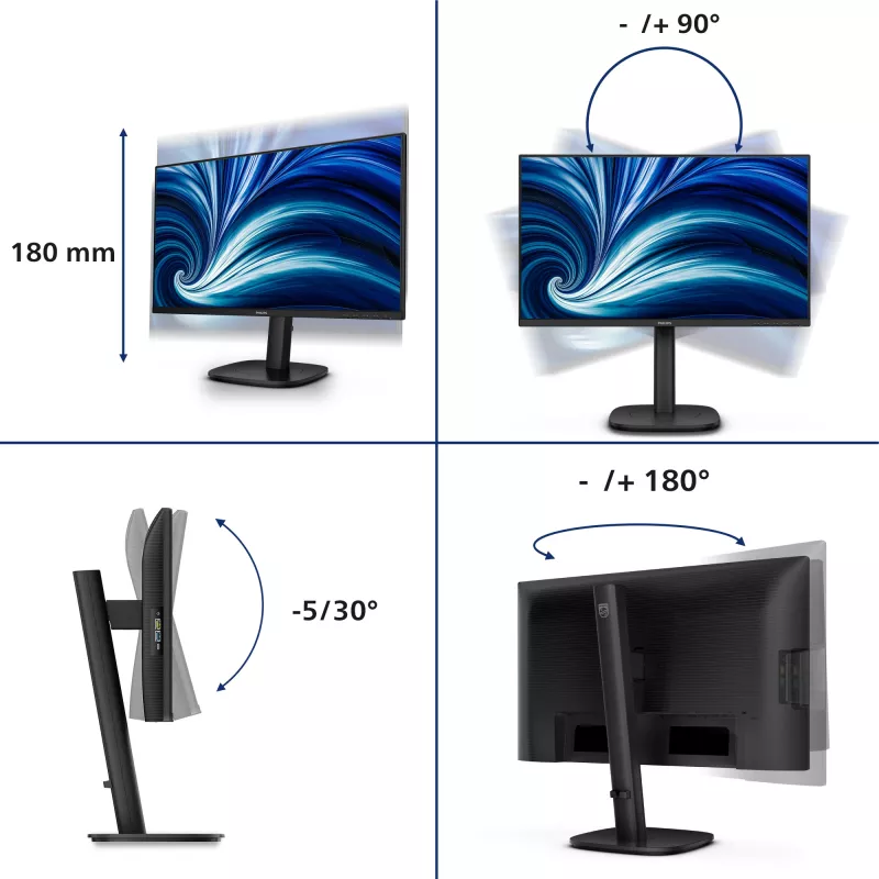 Philips 3000 series 24B2N3200D/00 monitor komputerowy 61,2 cm (24,1 cala) 1920 x 1200 pikseli WUXGA LCD Czarny