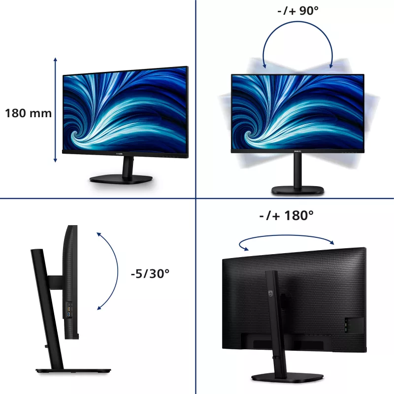 Philips 32B2U3601/00 monitor komputerowy 80 cm (31,5 cala) 2560 x 1440 pikseli Quad HD LCD Czarny