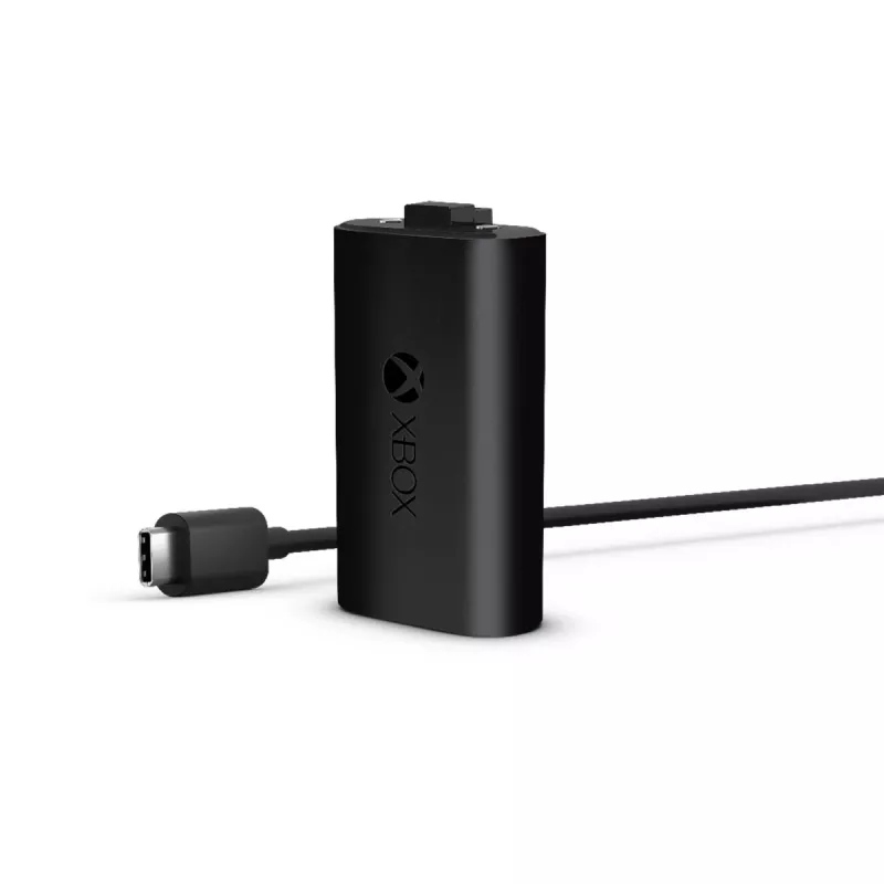 Zestaw ładujący Microsoft Xbox One Play & Charge Kit — akumulatorowy zestaw przewodowy z USB Type-C, czarny, wykończenie matowe