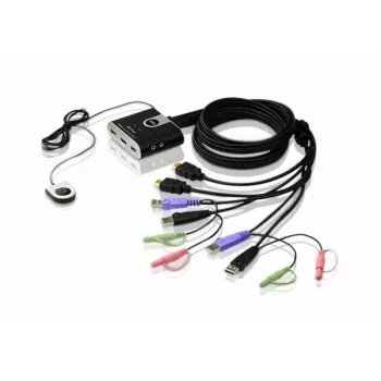 ATEN 2-Portowy przełącznik KVM USB HDMI z dźwiękiem, 1920 x 1200 pikseli, WUXGA, 0,72 W, czarny