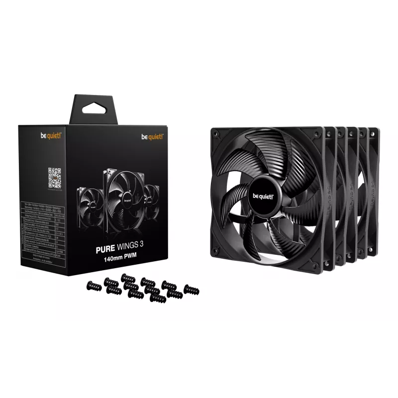 be quiet! Pure Wings 3 140mm | PWM Triple Pack Wentylator do obudowy 14 cm Czarny 3 szt.