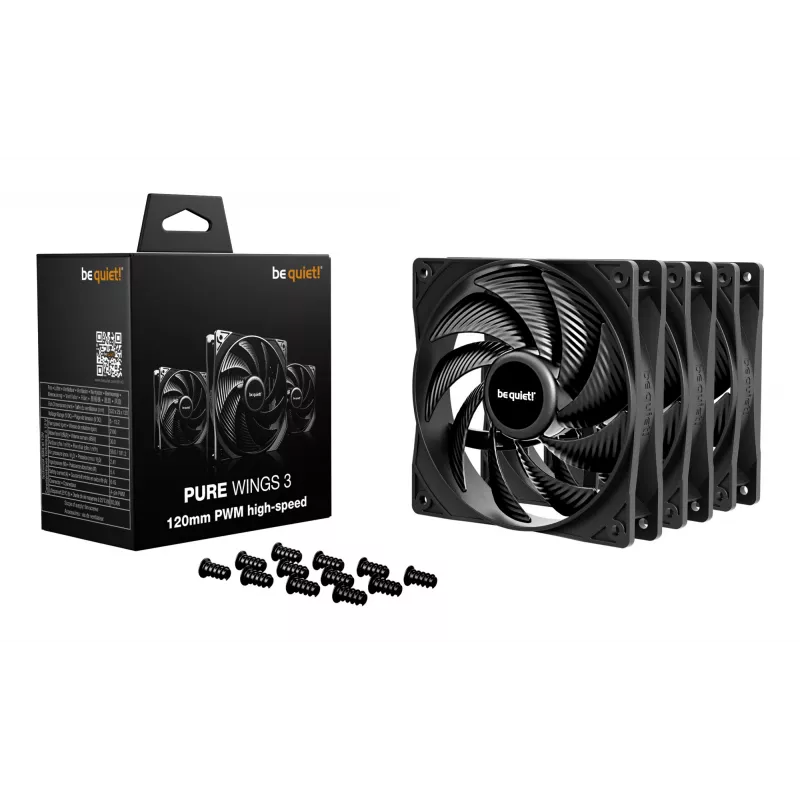 be quiet Pure Wings 3 120mm | PWM high-speed Triple Pack Wentylator do obudowy komputera 12 cm Czarny 3 szt.