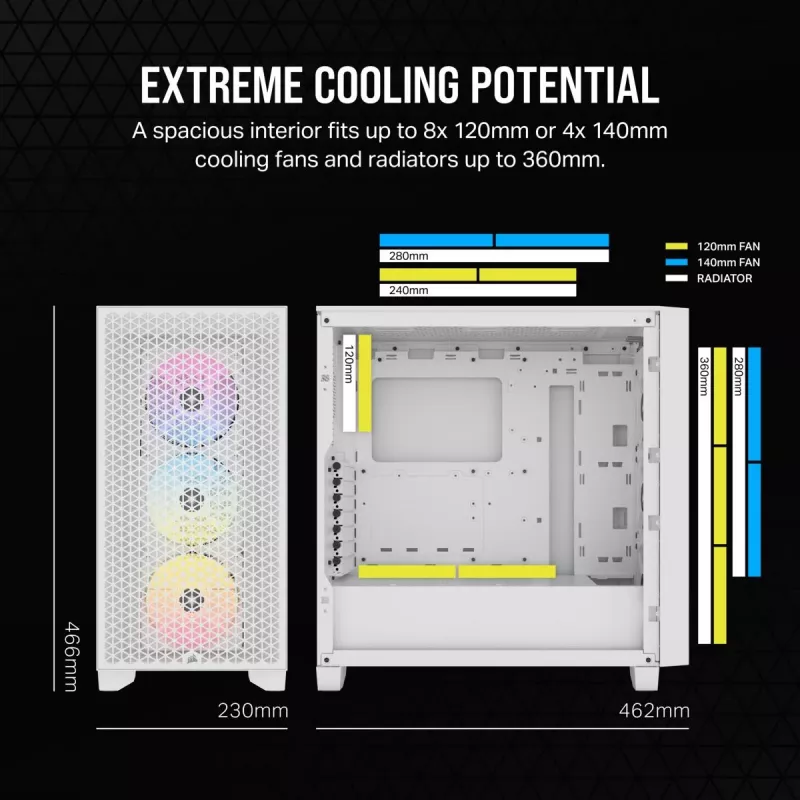 Obudowa komputerowa CORSAIR Mid-tower - 3000d RGB Airflow - Biała