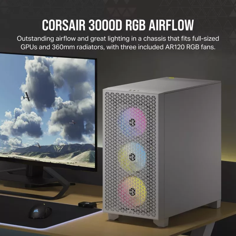 Obudowa komputerowa CORSAIR Mid-tower - 3000d RGB Airflow - Biała