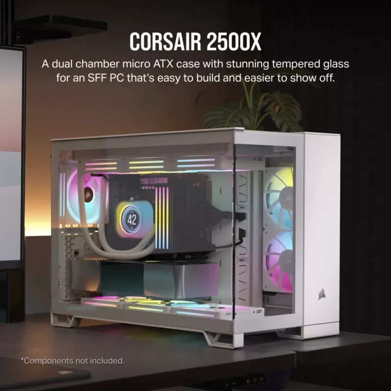 Obudowa PC CORSAIR – 2500X średnia wieża dwukomorowa obudowa PC – biała