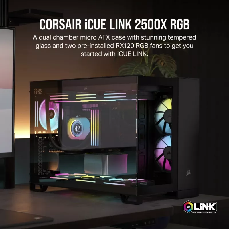 CORSAIR Obudowa PC - iCUE LINK 2500X RGB Micro ATX Dual Chamber Czarna