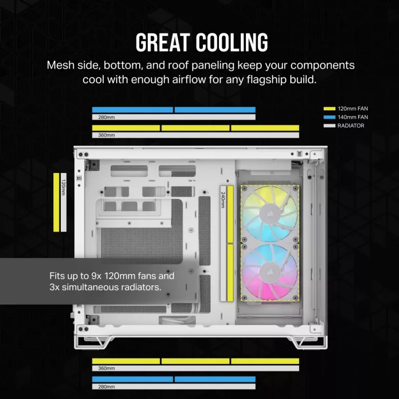 Obudowa PC CORSAIR - Icue Link 2500x RGB Micro ATX Dual Chamber biała