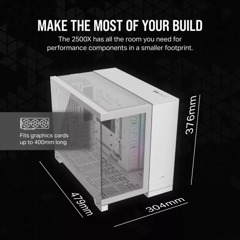 Obudowa PC CORSAIR - Icue Link 2500x RGB Micro ATX Dual Chamber biała