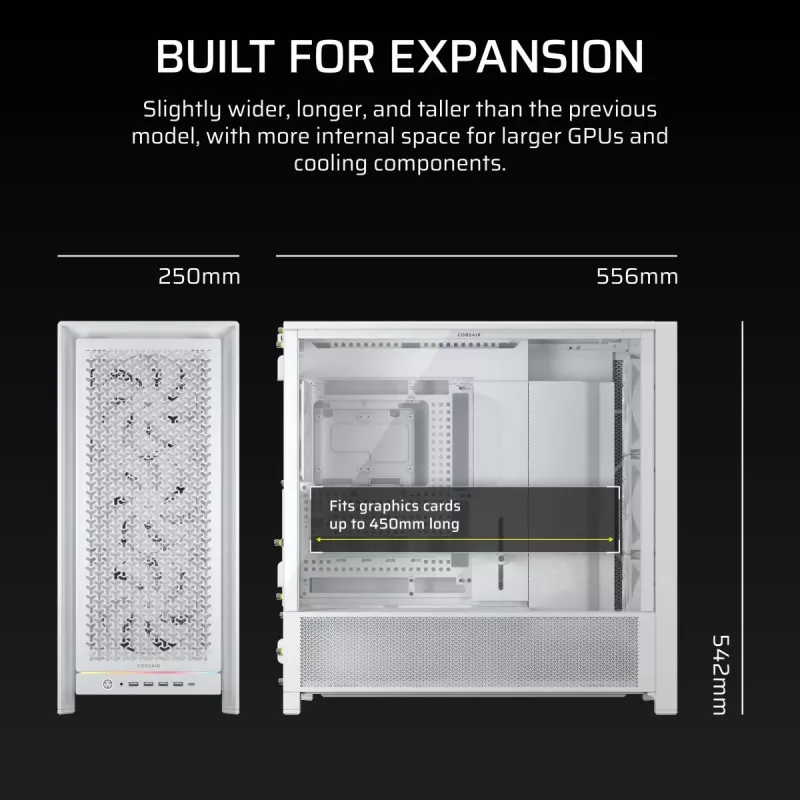 Obudowa PC CORSAIR - Frame 5000D RS High-Airflow Mid-Tower - Biała