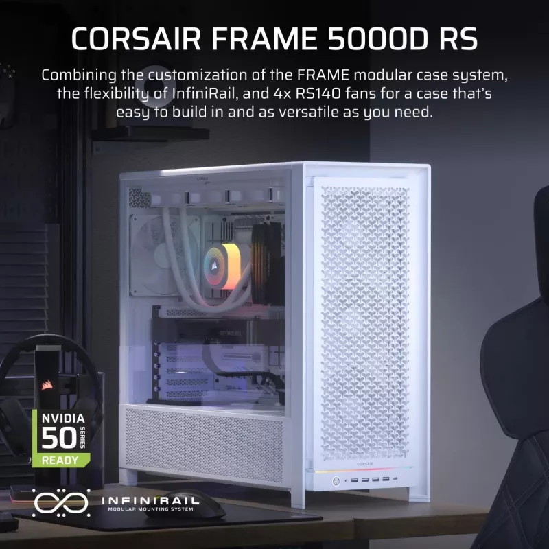 Obudowa PC CORSAIR - Frame 5000D RS High-Airflow Mid-Tower - Biała