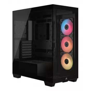 Obudowa PC Midi Tower CORSAIR 3500X RS-R ARGB — Czarna, hartowane szkło, obsługuje ATX/EATX/Micro-ITX, 3x120 mm przednie wentylatory