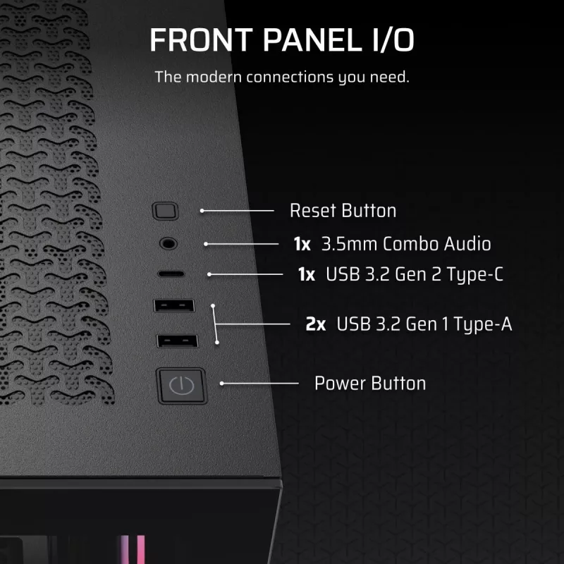 Obudowa PC Midi Tower CORSAIR 3500X RS-R ARGB — Czarna, hartowane szkło, obsługuje ATX/EATX/Micro-ITX, 3x120 mm przednie wentylatory