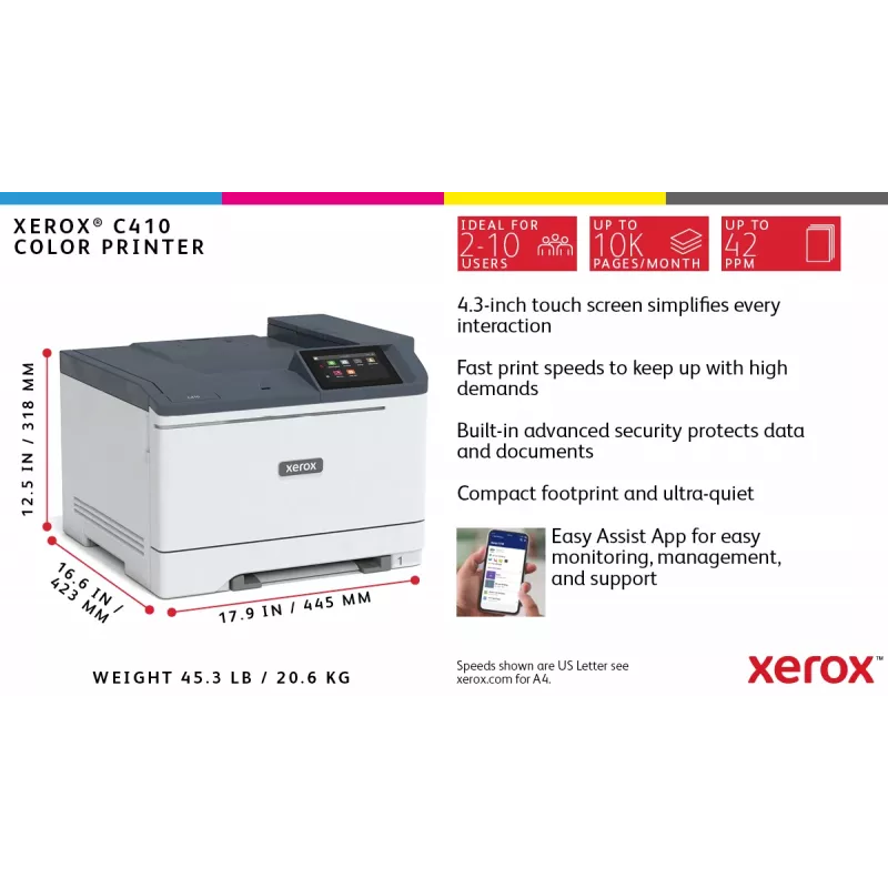 Xerox C410 A4 40ppm Dupleks PS3 PCL5e/6 2 Podajniki 251 Arkuszy