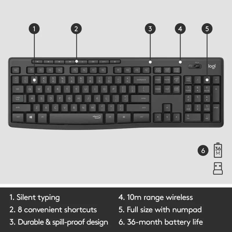 LOGITECH Mk295 Silent Wireless Combo Grafit Azerty Belgijski