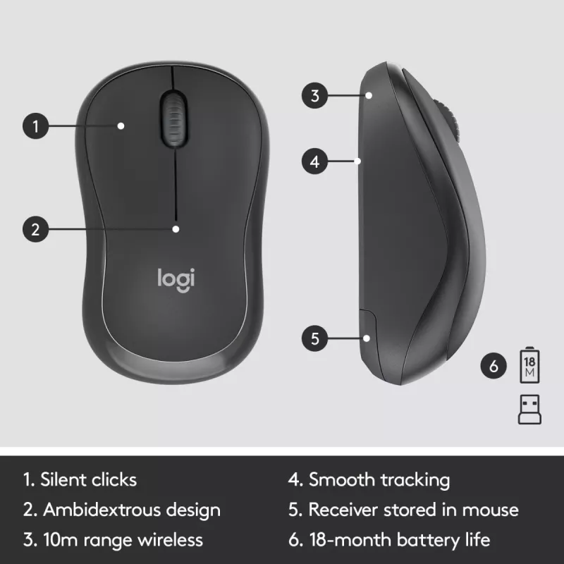 LOGITECH Mk295 Silent Wireless Combo Grafit Azerty Belgijski