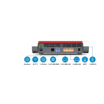 FRITZ!Box 5690 router bezprzewodowy 2.5 Gigabit Ethernet Dwuzakresowy (2.4 GHz / 5 GHz) Czerwony, Biały