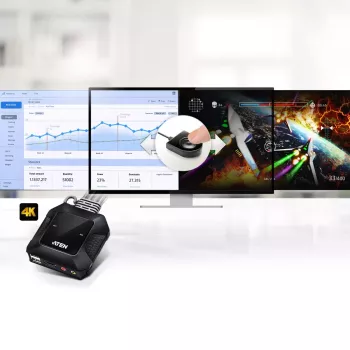 Przełącznik KVM ATEN 2-portowy USB 4K HDMI z pilotem