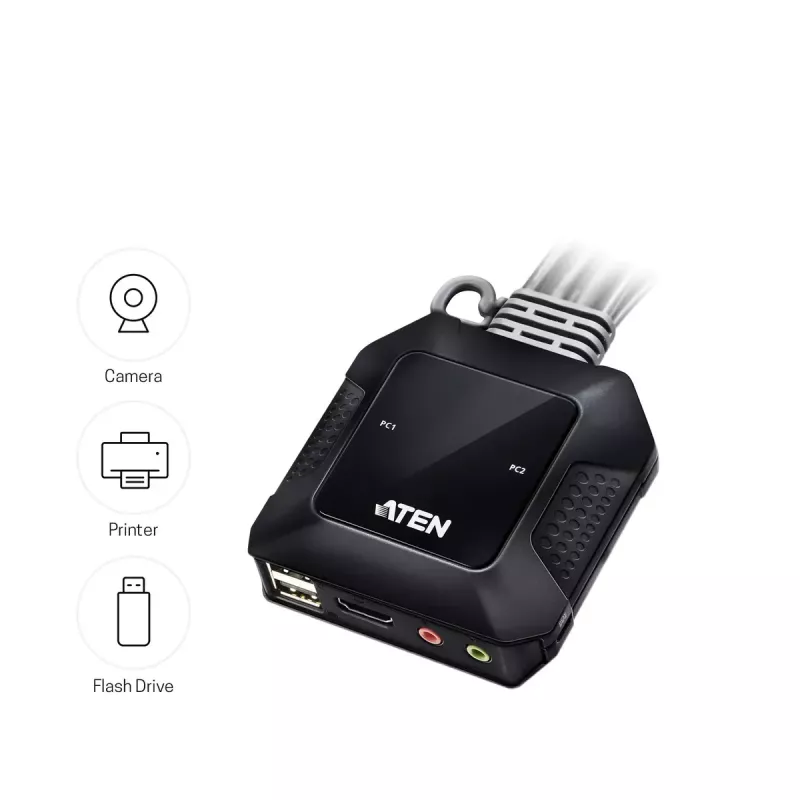Przełącznik KVM ATEN 2-portowy USB 4K HDMI z pilotem