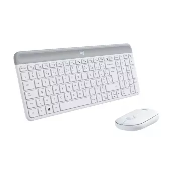 LOGITECH cienki klawiatura bezprzewodowa i zestaw myszy Mk470 - biała - AZERTY francuski
