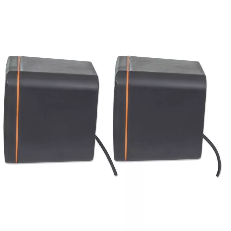 Manhattan 2600 Series Speaker System, Small Size, Big Sound, Two Speakers, Stereo, USB power, Output: 2x 3W, 3.5mm plug for sound, In-Line volume control, kabel 0.9m, Czarny, Three Year Warranty