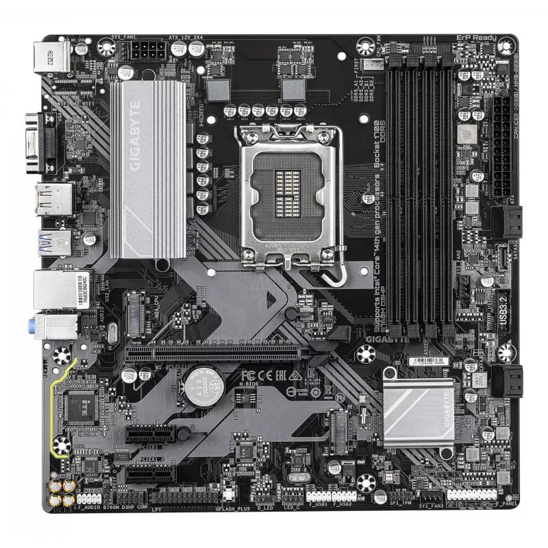 Płyta główna GIGABYTE B760M D3HP - dla procesorów Intel Core 14. generacji, 4+1+1 faz VRM, do 5600MHz DDR5, 2xPCIe 4.0 M.2, GbE LAN, USB 3.2 Gen 1