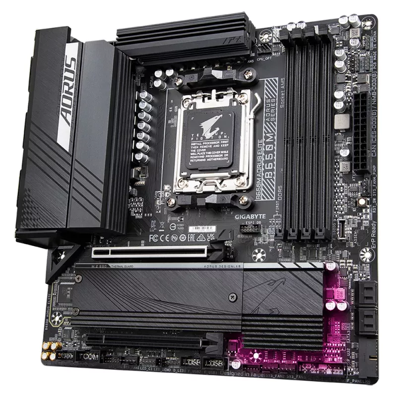 Płyta główna GIGABYTE B650M AORUS ELITE - procesory AMD Ryzen 9000, 12+2+2 faz VRM, do 8000MHz DDR5, 1xPCIe 5.0 + 1xPCIe 4.0 M.2, 2.5GbE LAN, USB 3.2 Gen 2x2